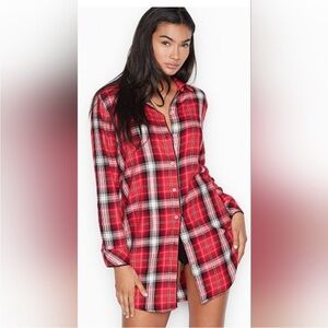 Victoria's Secret Pink Plaid Flannel Sleep Shirt